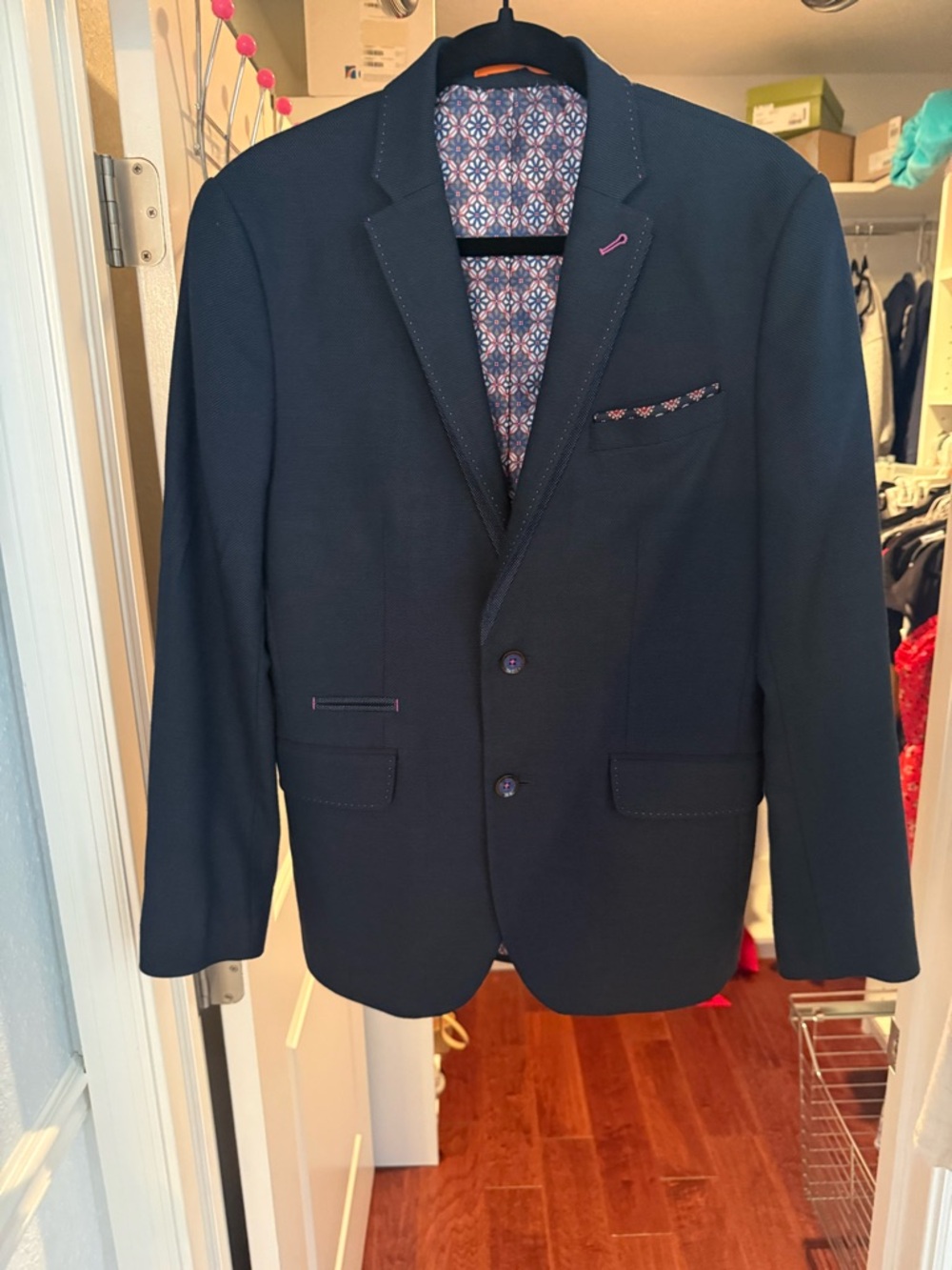 Ted Baker Navy Sport Coat with Patterned Lining